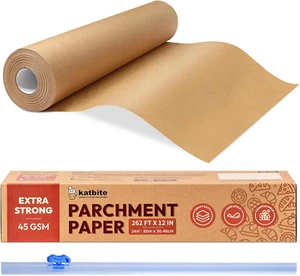 Rollo de papel pergamino sin blanquear para hornear 12 pulgadas X 262 pies, 260 pies cuadrados, resistente y - Imagen 1 de 12