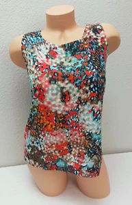 Olive & Oak Kaleidoscope rot türkis Knopfleiste Schlitz hinten Bluse Top Small S - Bild 1 von 8