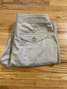 LL Bean Women Favorite Fit Roll Up Cargo Drawstring Crop Pants Size 8 Khaki Tan