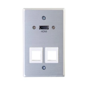 HDMI® Pass Through Single Gang Wall Plate with Two Keystones - Aluminum-C2G - Picture 1 of 4