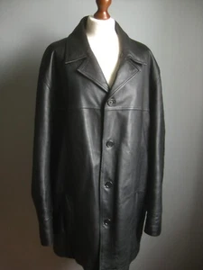 M&S real leather JACKET COAT mens XL AUTOGRAPH 44 46 48 bouncer biker long soft - Picture 1 of 14
