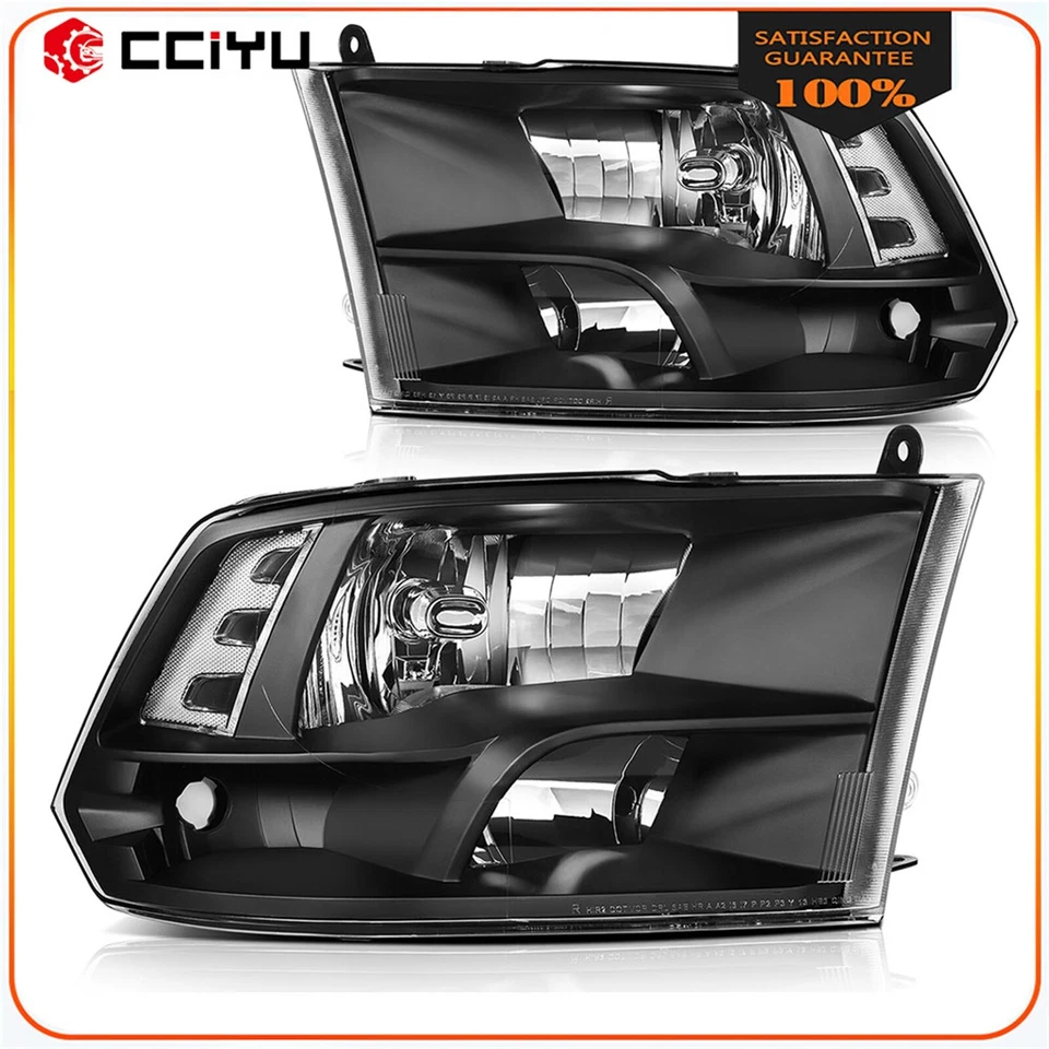 Conjunto de faros negros cuádruples para Dodge Ram 1500 2500 3500 2009-2018 Foto 1 de 4