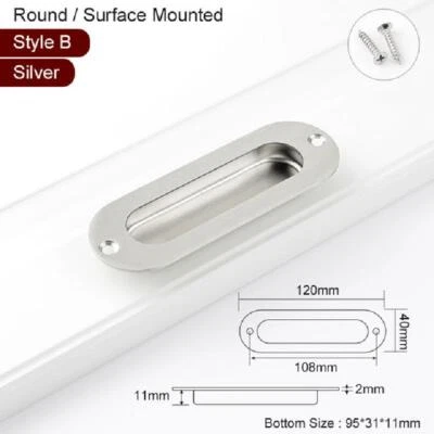 Recessed Door Handle Flush Pocket Hidden Door Knobs Cabinet Drawer Pull & Screws - Image 1 of 4