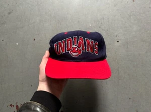 90s vintage Cleveland Indians MLB baseball snapback cap hat Chief Wahoo - Picture 1 of 7
