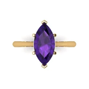 14K Yellow Gold Solitaire Engagement Ring for Women, 2.5 ctw Natural Amethyst - Picture 1 of 11