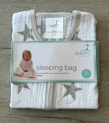 Aden Anais Sleeping Bag 6-12m 100% Cotton Muslin Wearable Blanket Stars Medium - Image 1 of 4