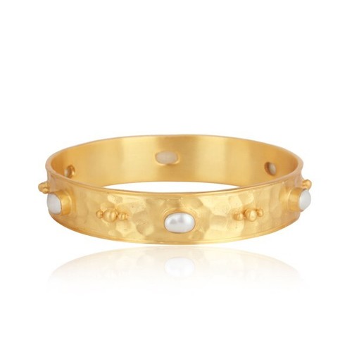 VALENTINO Bracciale oro tono martellato multipietra tono selvaggio con perle gemme