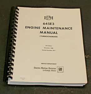 EMD Locomotive 645E3 Engine Maintenance Manual Nov 1971 Sections 0-14 GP40 SD45 - Picture 1 of 6