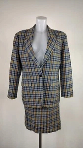 Colmar Complete Woman Size 46 Jacket Skirt Dress Vintage Casual Suit Wool Tartan - Picture 1 of 16