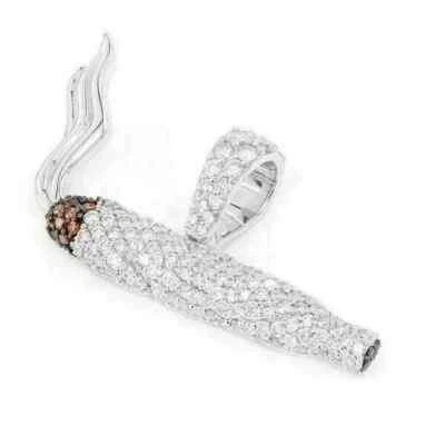 2.00 Ct Round Cut Real Moissanite Men's Charm Pendant 14K White Gold Plated - Image 1 of 4