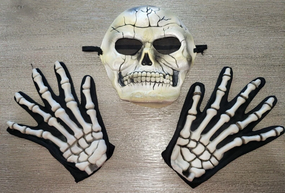 GUANTES ESQUELETO GOMA TOPS MÁSCARA NIÑOS EDADES 4 A 8? PRETEND PLAY Foto 1 de 1