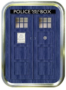 Tardis Design, Police Box, 2oz Gold Tobbaco Tin ,Pocket Tin, Pick tin, Pill Box - Picture 1 of 2
