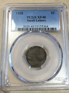 1858 Small Letters Flying Eagle Cent PCGS xf40 Lovely Original Surfaces #5364 - Picture 1 of 4