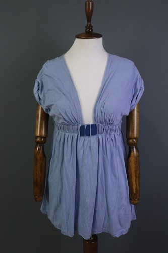 BOTTEGA VENETA blu cotone manica corta collo a cuore taglia 42