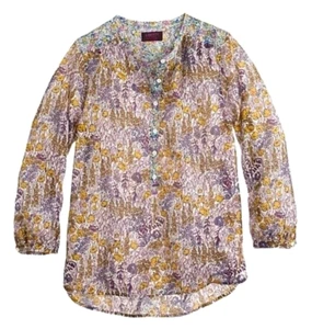 J.CREW Size 2 Collarless silk popover in Liberty mixed floral Style A9922 - Picture 1 of 12