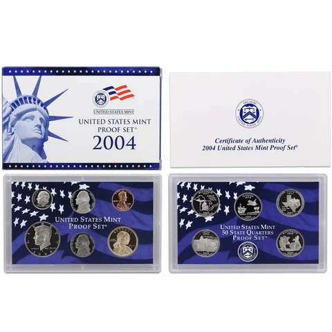 2004 S Proof Set Original Box & COA 11 Coins CN-Clad Cover