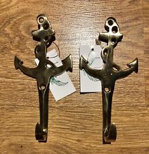 Nautical Sailor Ship Anchor Decorative Solid Brass Wall Mount Hooks - Set Of 2