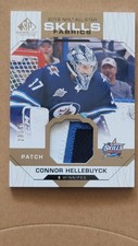 18-19 UD Game Used 2018 All-Star Skills Fabrics 3 Color Patch C. Hellebuyck /35