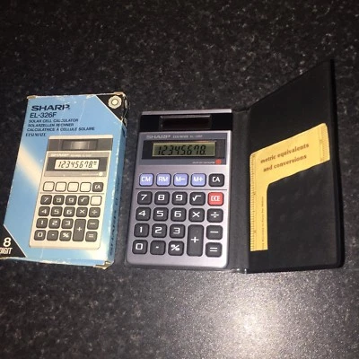 VINTAGE SHARP CALCULATOR  EL-326F RARE SOLAR CELL CALCULATOR IN BOX EL326F - Image 1 of 4