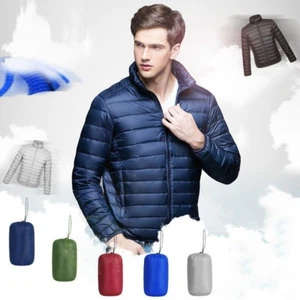 Herren Winter Leichter Daunen Mantel Jacke Puffer Wärmer Wattiert Freizeit Weich Schwarz - Bild 1 von 12