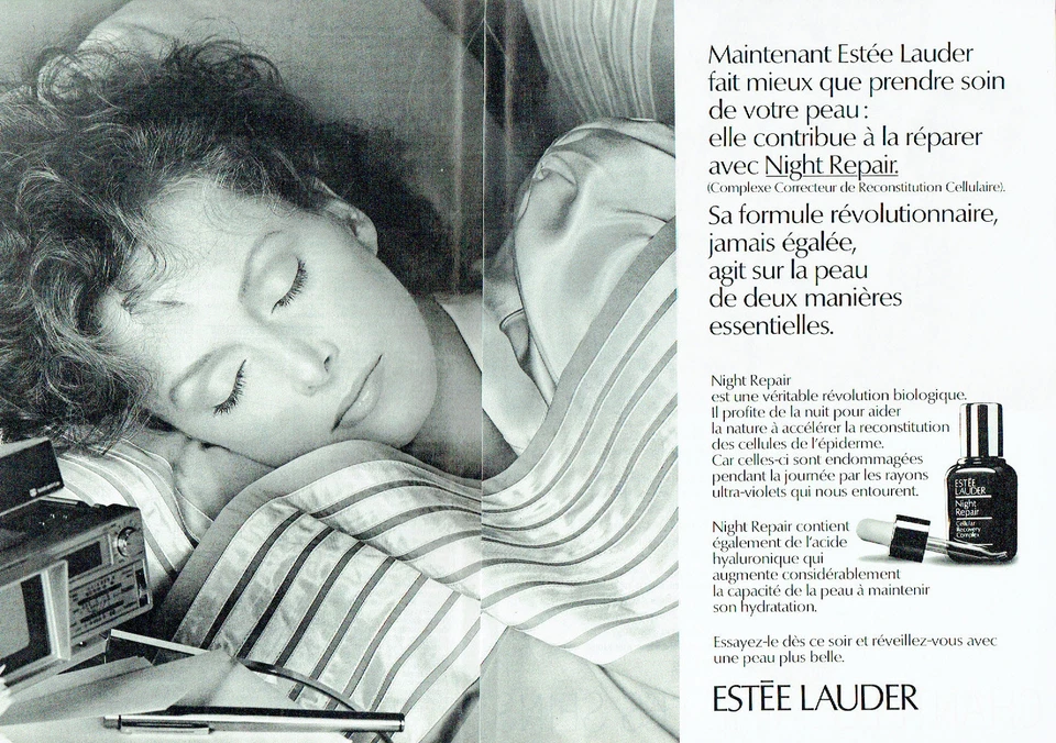 PUBLICITE ADVERTISING 115  1984  Les cosmétiques Estèe Lauder (2p) NIGHT REPAIR - Photo 1/1