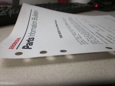 Boletín de Información de Piezas Honda 1988 NX650 Rueda Delantera Retirada 88-0034 Foto 1 de 3