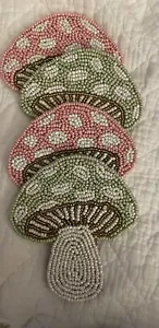 Pink And Green Beaded Set Of 4 Coasters - Picture 1 of 3