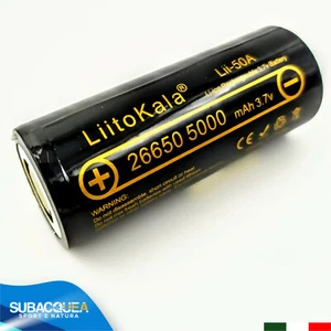 Batteria 26650 Ricaricabile 5000 mAh Batterie Pila Litio 3.7V Li-ion 4.2V 1 Pz - Foto 1 di 8