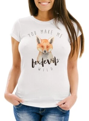 MOONWORKS Damen T-Shirt You make me fox devils wild Liebe Denglisch Spruch Love Quote