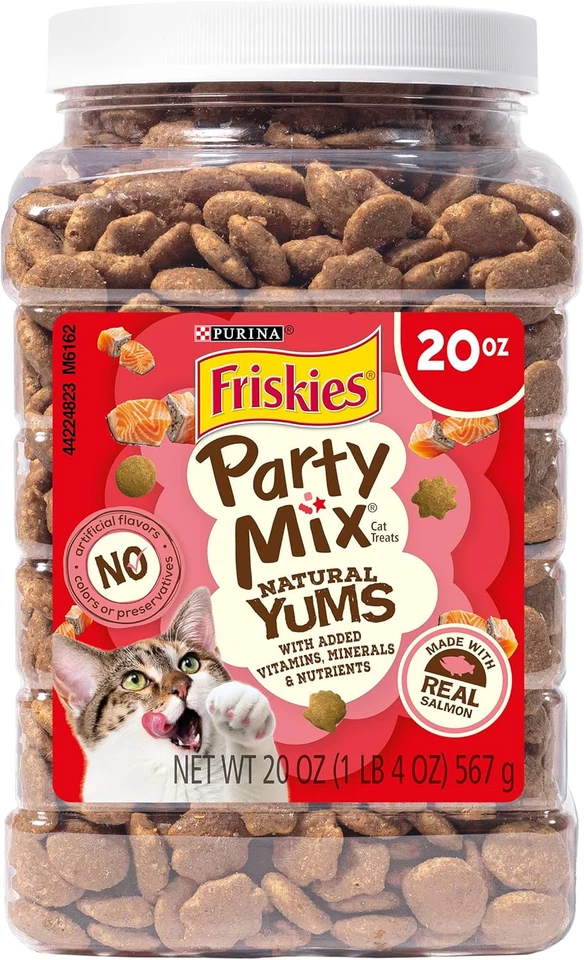 Purina Friskies Natural Cat Treats Party Mix Natural Yums with Real Salmon and A