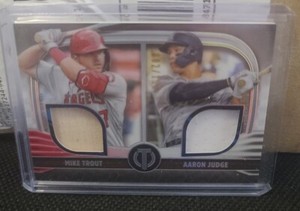 Mike Trout And Aaron Judge 2022 Topps Tribute Dual Relic - 1/199