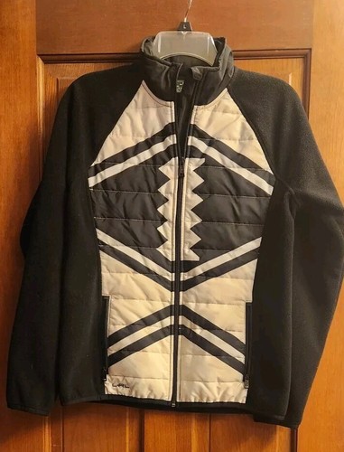 OFF WHITE LAUREN ACTIVE Ralph Lauren Puffer Giacca Trapuntata Leggera Avorio Nero Medium