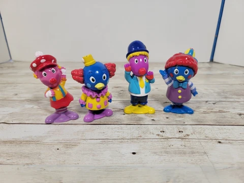 Lot of 4 Backyardigans Bobblin Figures Uniqua Pink Purple Pablo Top Circus Toys Cover