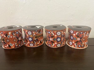 Lot 4 Place & Time Ribbon Halloween Orange Bird & Flowers 2-1/2”wide -Wire Edge - Picture 1 of 4