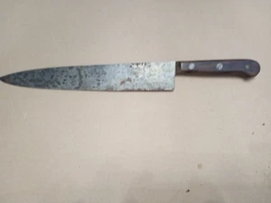 Antikes BLUE DIAMOND Kochmesser 12" Klinge Holzgriff 3 Nieten - Bild 1 von 11