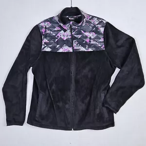 FILA Sport Full Zip Fleece Jacket Women Size XL Black/Purple Long Sleeve 73277 - Picture 1 of 10
