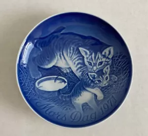 Piatto Gatto Gattino 1971 Festa della Mamma 6" Bing Grondahl Mors Dag Blu Danimarca - Foto 1 di 4