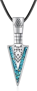 Arrowhead Necklace 925 Sterling Silver Arrow Wolf Pendant Jewelry for Men Women - Picture 1 of 6