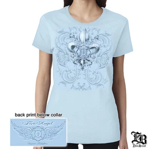 ELITE BREED- FIREFIGHTER ANGEL POWDER BLUE T-SHIRT - Picture 1 of 1