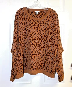 Time And Tru Swing Sweatshirt Übergröße XXXL 22 braun beflockt Animal Print - Bild 1 von 11