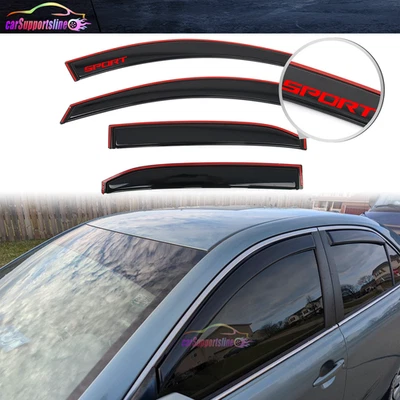 Se adapta a 07-11 Toyota Camry Sedán Viseras de ventana en canal Protector de sombra con rojo deportivo Foto 1 de 4