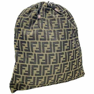 ■Authentic Fendi pouch Zucca drawstring pouch nylon canvas khaki black FENDI FF - Image 1 of 4