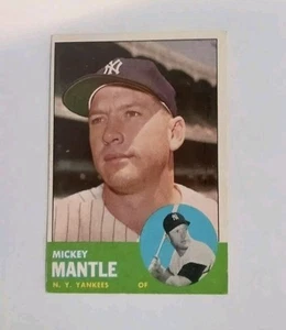 Vintage 1963 Topps Card #200 MICKEY MANTLE Set Break NO Creases MLB Yankees HOF - Picture 1 of 2