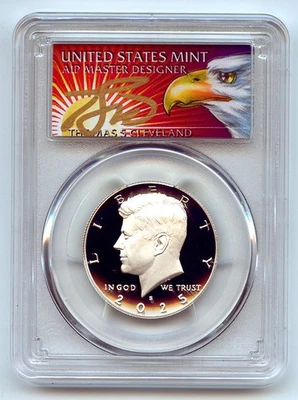 2025 S 50C Silver Kennedy Half Dollar PCGS PR70DCAM First Strike Cleveland Eagle - Image 1 of 2