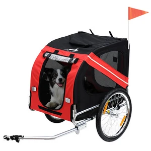 New Folding Pet Bicycle Trailer Dog Cat Bike Carrier w/ Drawbar Hitch Stroller - Picture 1 of 11