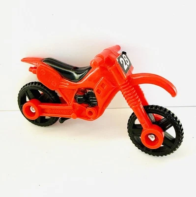 Remco 1989 motocicleta rojo/negro 2,75" largo #28 placa frontal moto de tierra juguete de carreras Foto 1 de 4