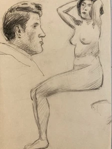 Antiguo Hermoso Dibujo Desnudo 1910 Lápiz Papel Mujer Erótico Arte Deco Workshop - Bild 1 von 7
