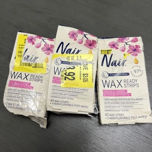 LOT OF 3 Nair Hair Removal Face & Bikini Wax Ready Strips - 40/BX DMG BOX - Picture 1 of 4