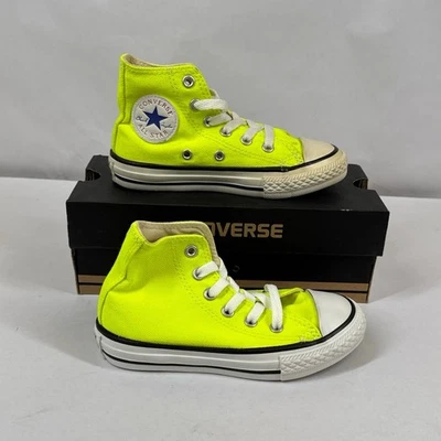 Converse All Star Sneakers Youth Size US 11 Electric Yellow Canvas High Top — 第 1/4 张图片