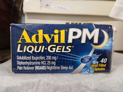 Advil PM 40 Liqui-Geles Ibuprofeno Analgésico Noche Sleep-Aid Ex 11/2026 Foto 1 de 2